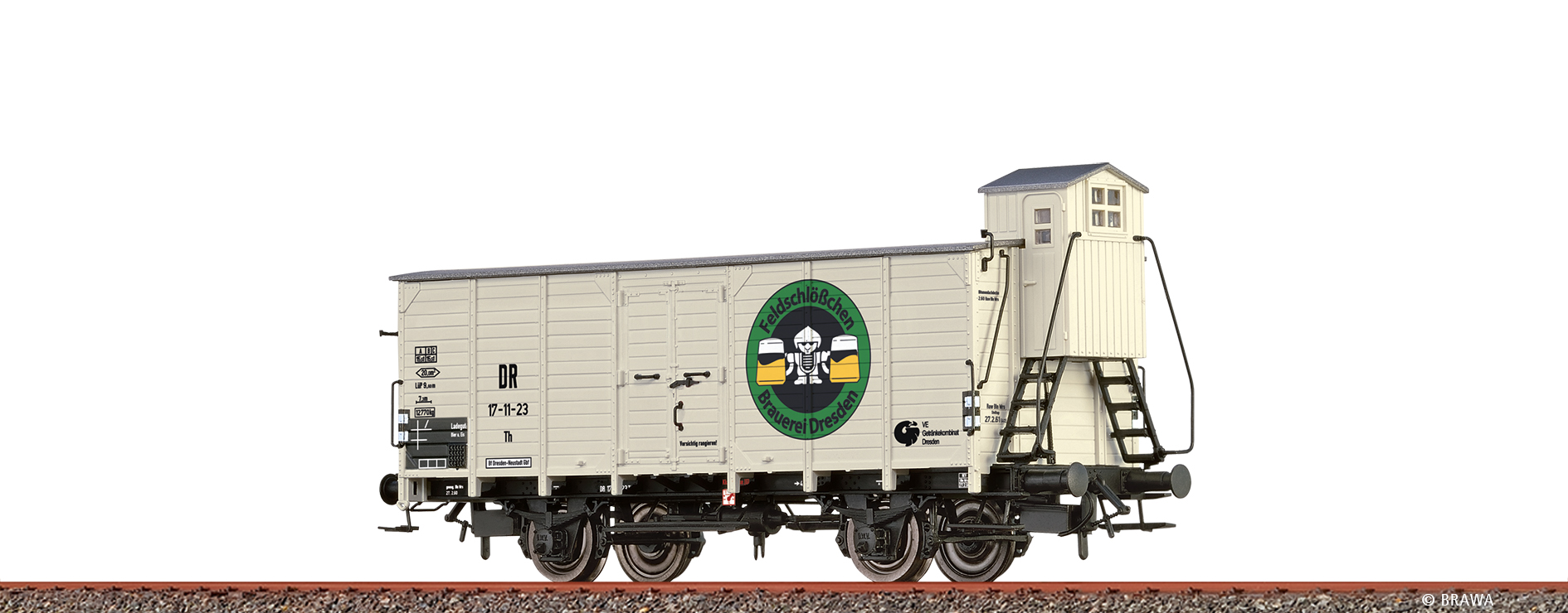 Brawa 50769 Gedeckter Güterwagen Th Feldschlößchen DR Spur H0