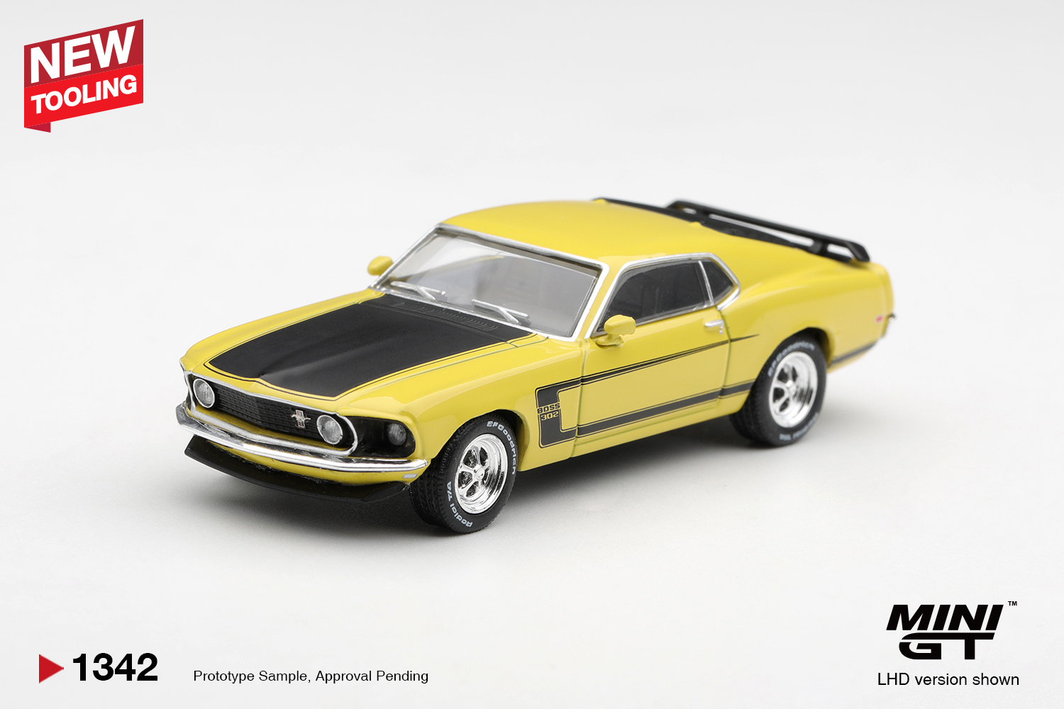 Mini GT 1342 1:64 FORD MUSTANG BOSS 302 BRIGHT YELLOW 1969