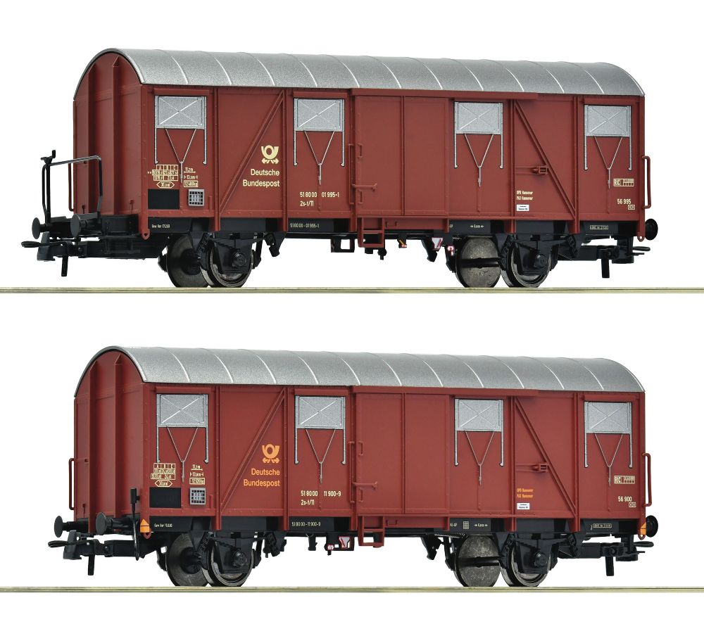 Roco 6600248 2-tlg Set Gedeckte Postgüterwagen DBP 1:87 Spur H0