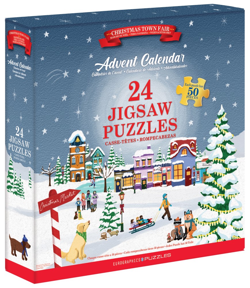EUROGRAPHICS 9924-5919 Christmas Town Fair 1200 Teile Puzzle Adventskalender