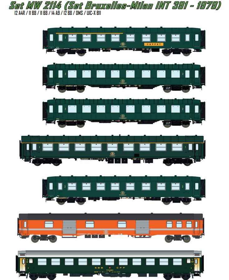 Models World MW2114 7er Set Personenwagen Set Brüssel-Mailand Ep.IV
