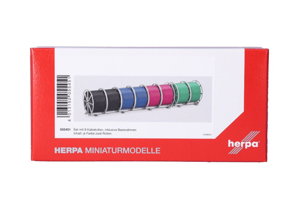 Herpa 055451 Zubehör: Set mit 8 Kabelrollen und Basisrahmen 1:87