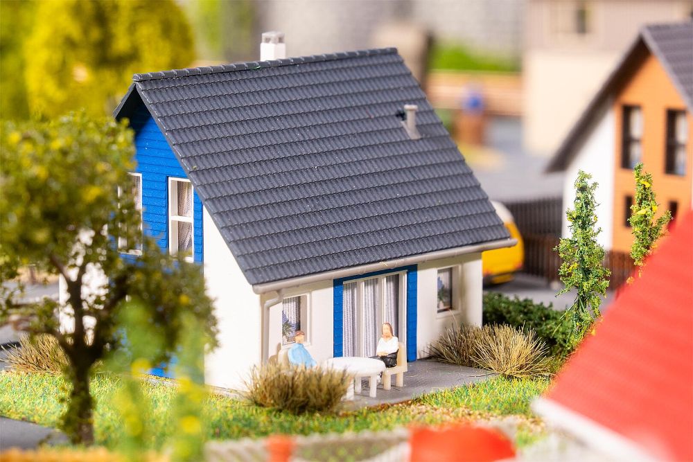 Faller 232146 Einfamilienhaus blau 1:160 Spur N Bausatz NEU OVP