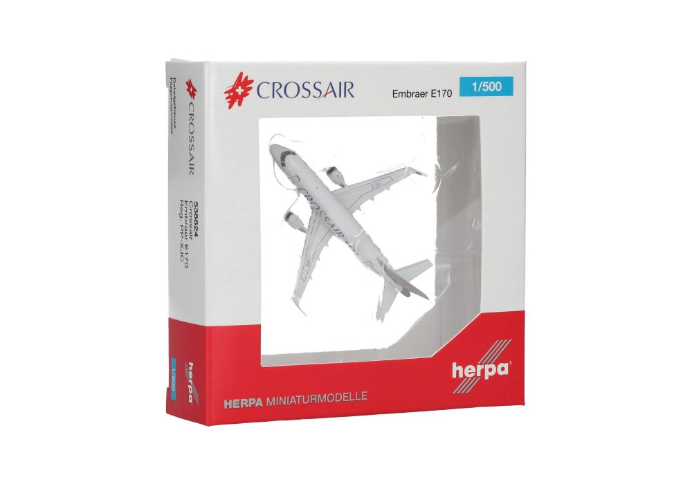 Herpa 538824 Crossair Embraer E170 - PP-XJC 1:500 Standmodell NEU