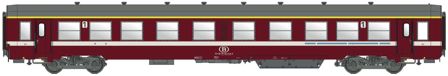 Models World MW40039 Personenwagen K4 A, 1.Kl. SNCB, Ep.V Spur H0