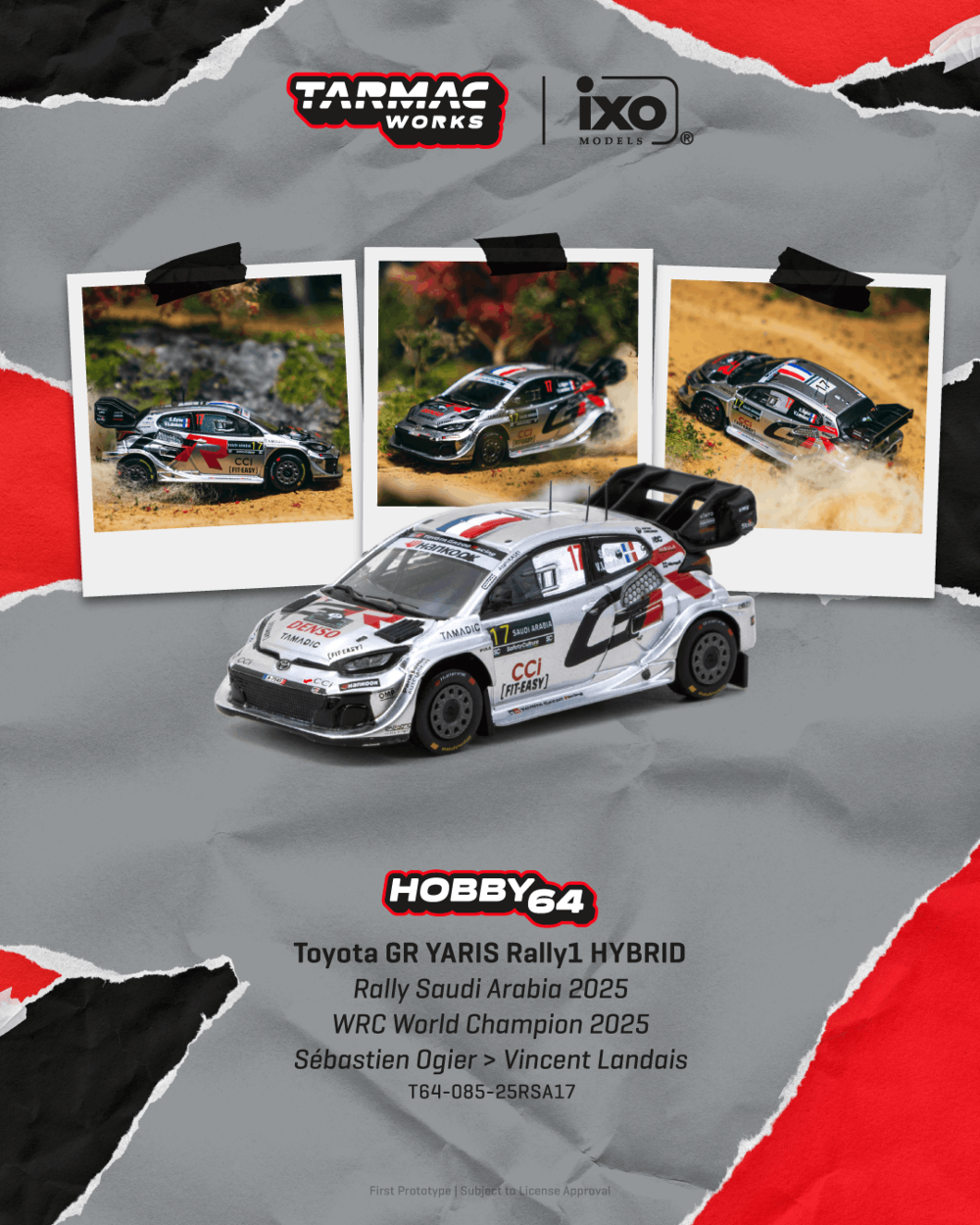 Tarmac Works T64-085-25RSA17 1:64 SÉBASTIEN OGIER RALLY SAUDI ARABIA 2025