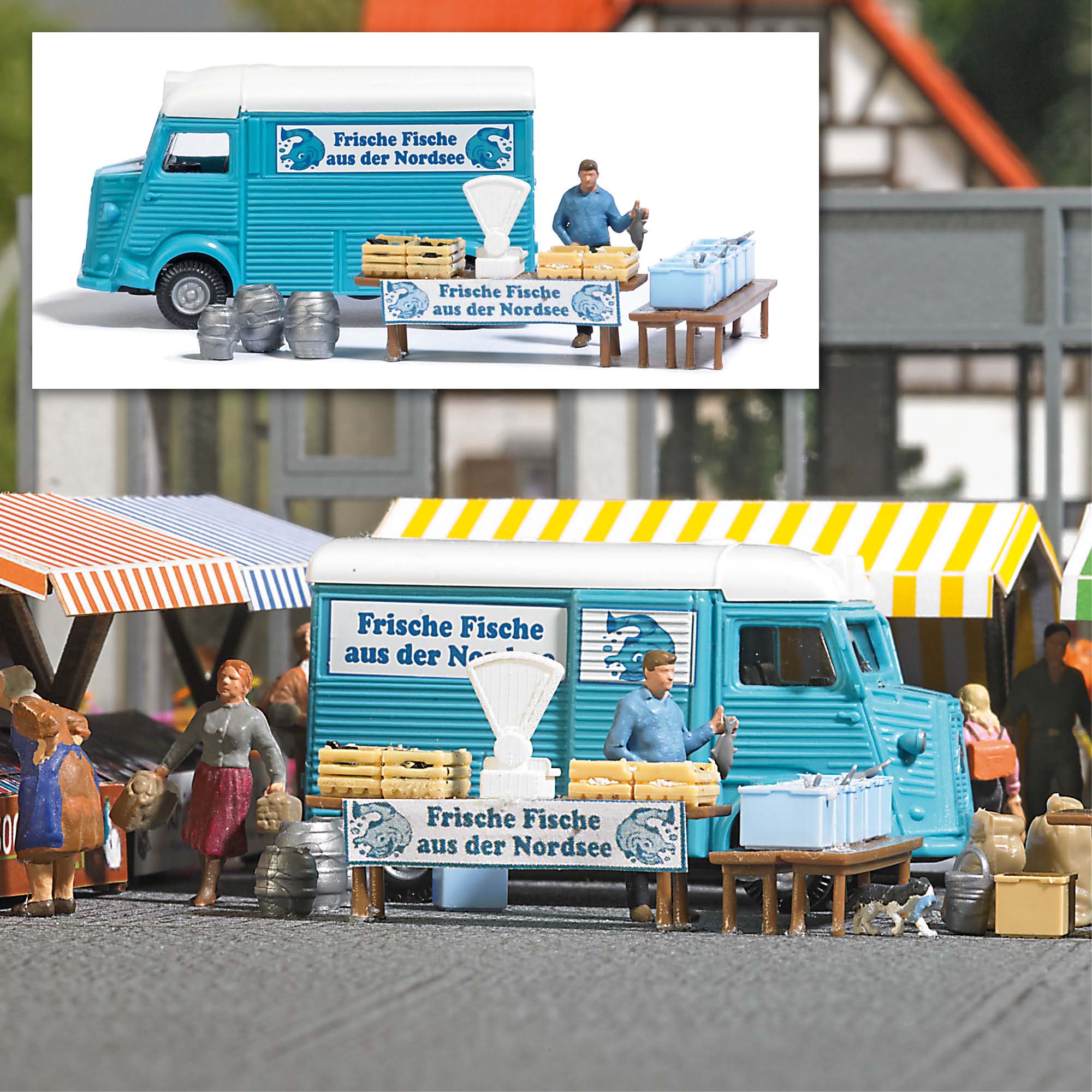 Busch 7990 Action Set Fischhändler 1:87 Spur H0 Neu OVP