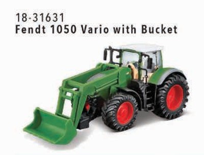 Bburago 18-31631 Traktor Fendt 1050 Vario mit Frontlader 10cm, Schwungrad, WB