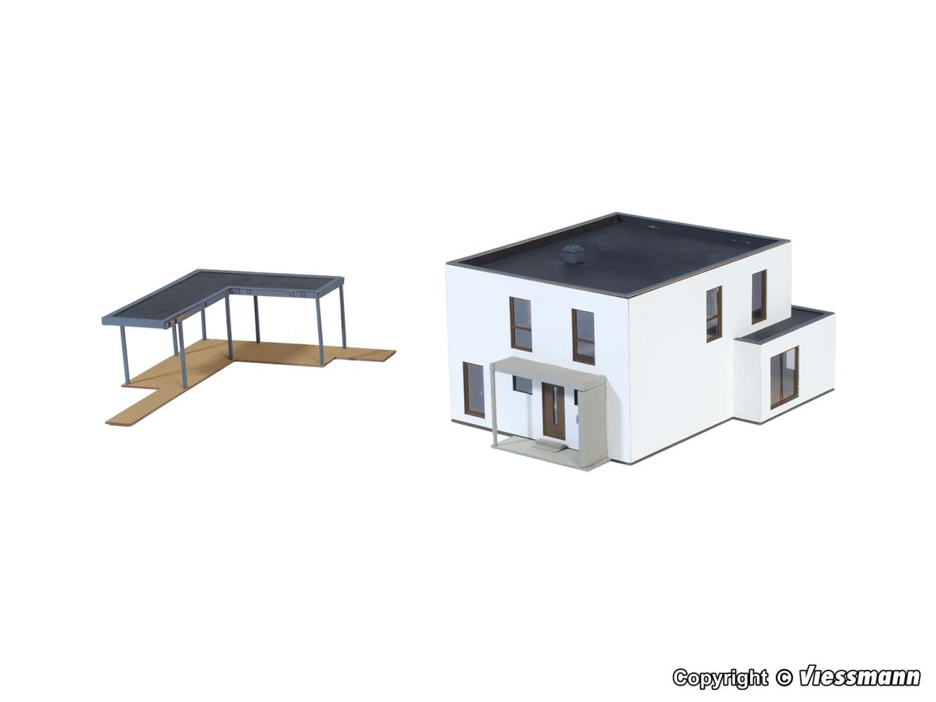 Kibri 38339 Kubushaus Lina mit Terrasse Polyplate 1:87 Spur H0