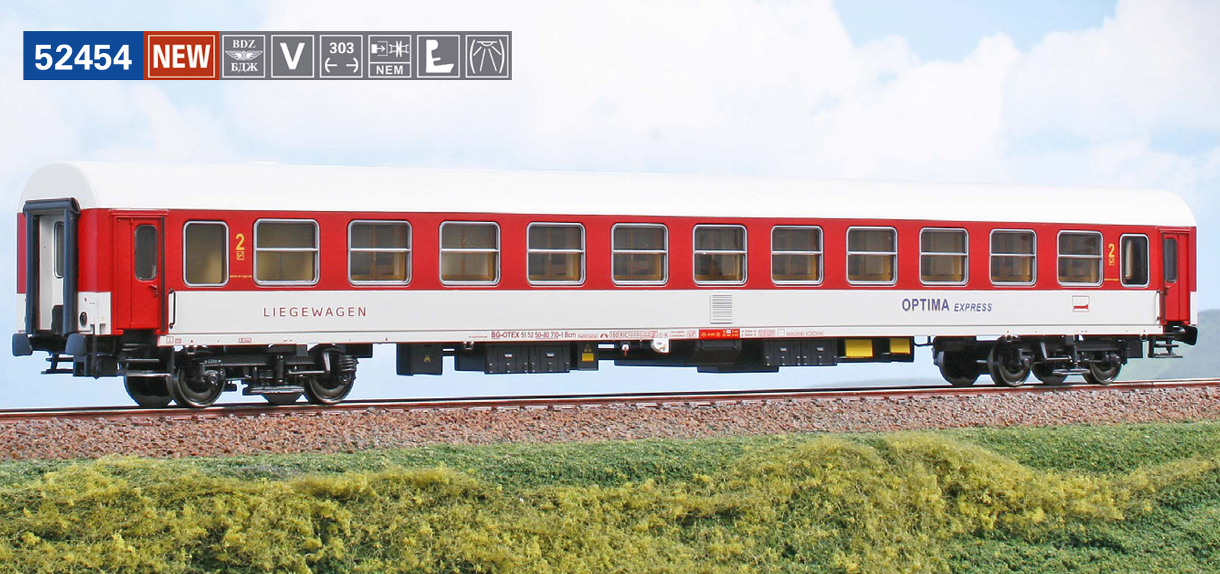 ACME 52454 Liegewagen Bcm Optima Express 1:87 Spur H0 DC NEU