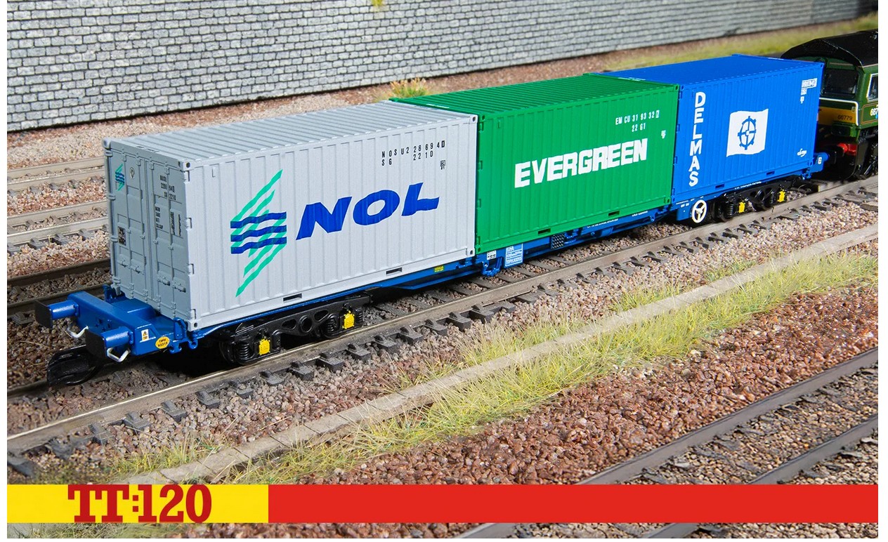 Hornby TT6032 Touax KFA Container Wagon 3x20 Containers Spur TT
