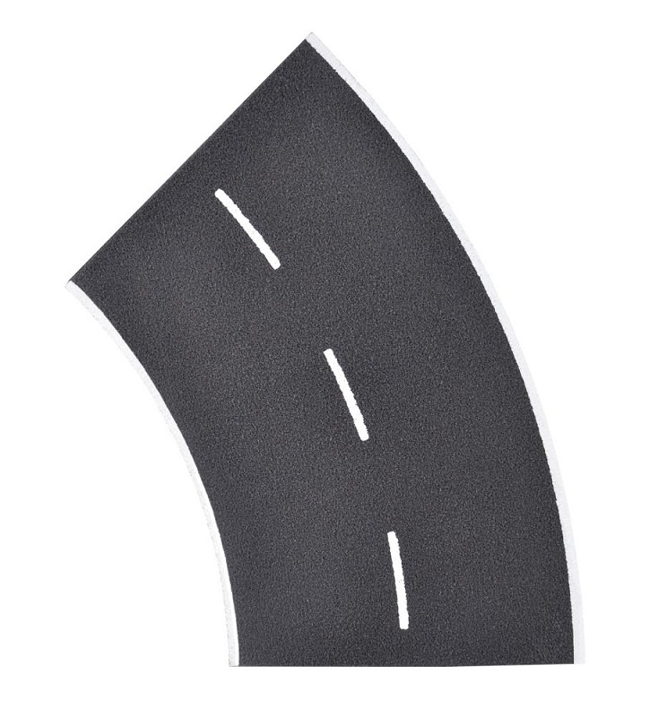 Vollmer 48265 H0 Straßenplatte Asphalt aus Steinkunst,45°-Kurve, Radius 12