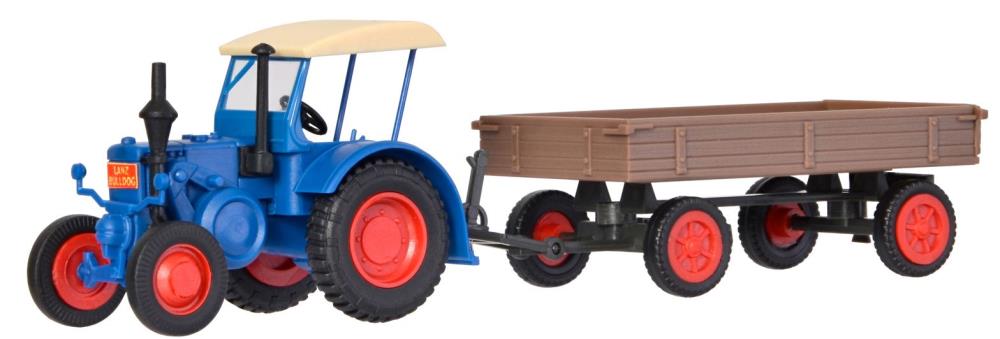 Kibri 12232 LANZ Traktor mit Gummiradwagen - Spur H0 1:87