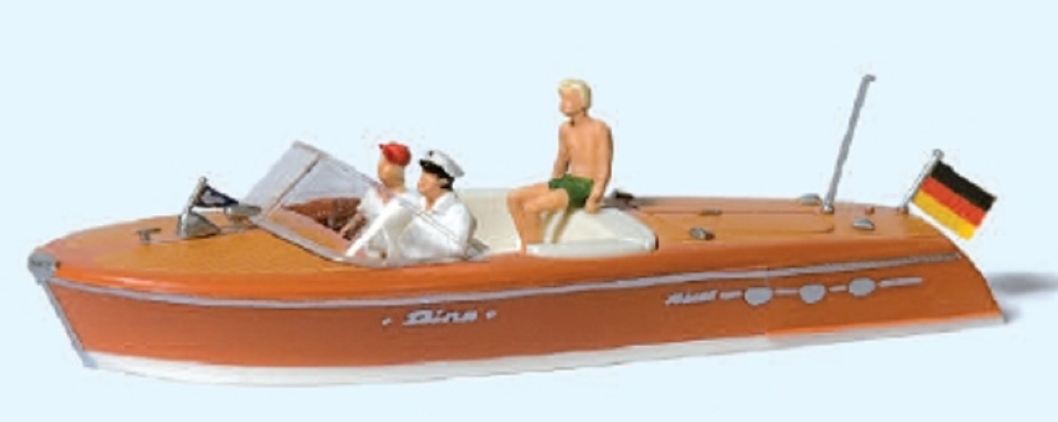Preiser 10688 Motorboot Riva Ariston mit Besatzung 1