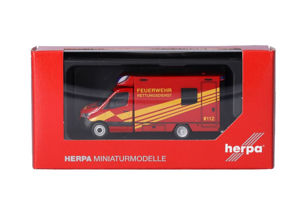 Herpa 098755 MB Sprinter '18 Fahrtec Rettungswagen FW 1:87 NEU
