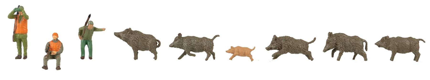 Faller 151701 Jäger und Wildschweine 1:87 Spur H0 Neu OVP Tiere