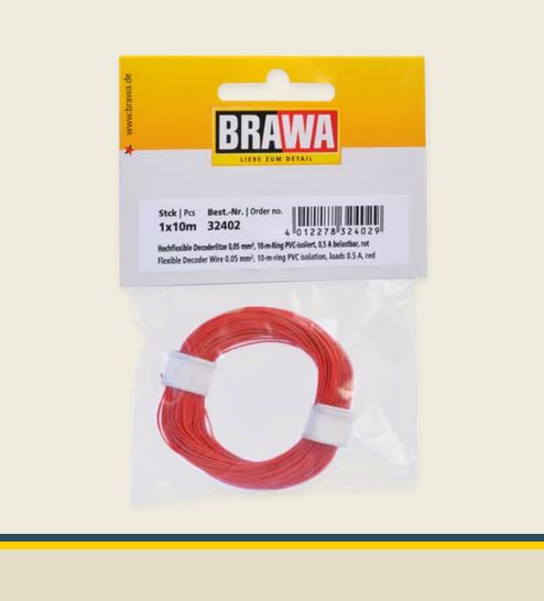 Brawa 32402 Hochflexible Decoderlitze 0,05 mm² rot Neu OVP