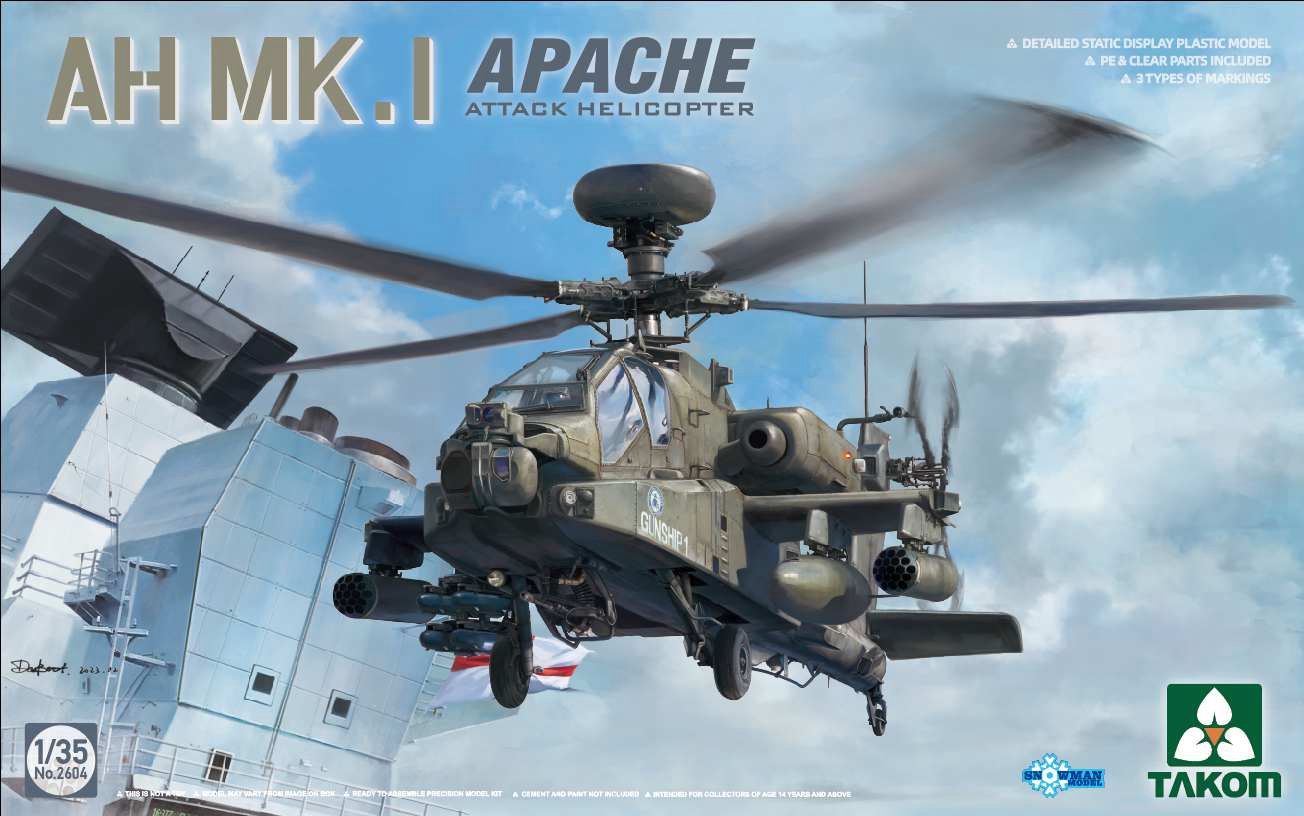 Takom 2604 AH MK. I Apache Attack Helicopter 1:35 Bausatz Neu
