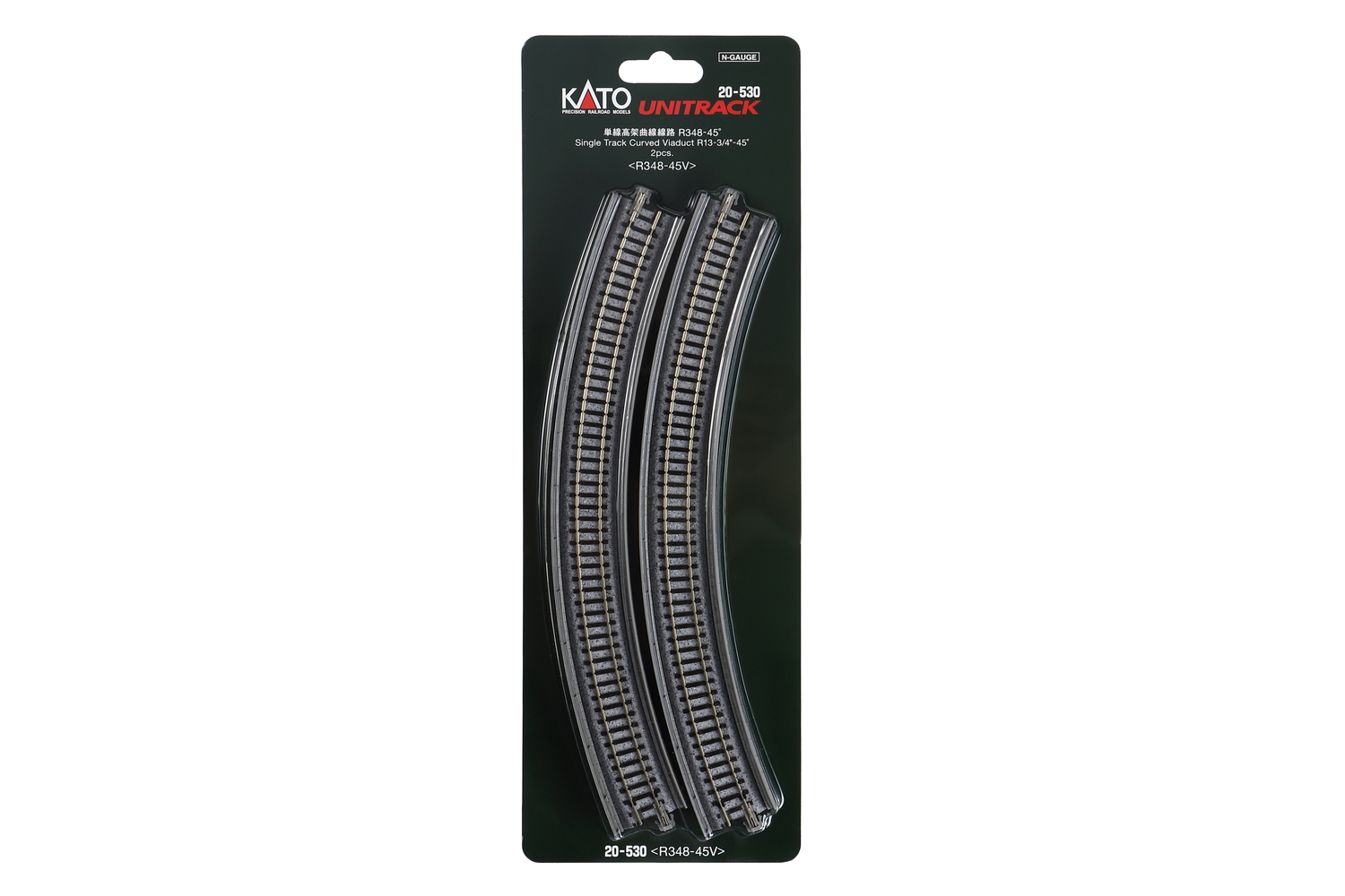Kato 20-530 Viadukt-NBS Gleis gebogen 1-gleisig R 348-45° Spur N