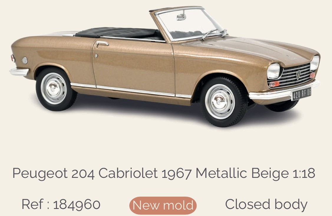 Norev 184960 Peugeot 204 Cabriolet 1967 Metallic Beige 1:18