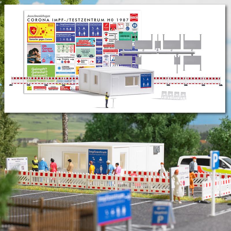 Busch 1987 Impf-/Testzentrum - Spur H0 - Bausatz - Neu - OVP