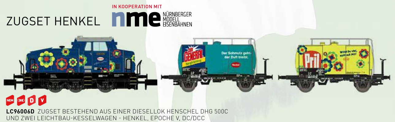 Lemke LC96006D Zugset DHG 500C + 2x Kesselwagen - Henkel Spur N