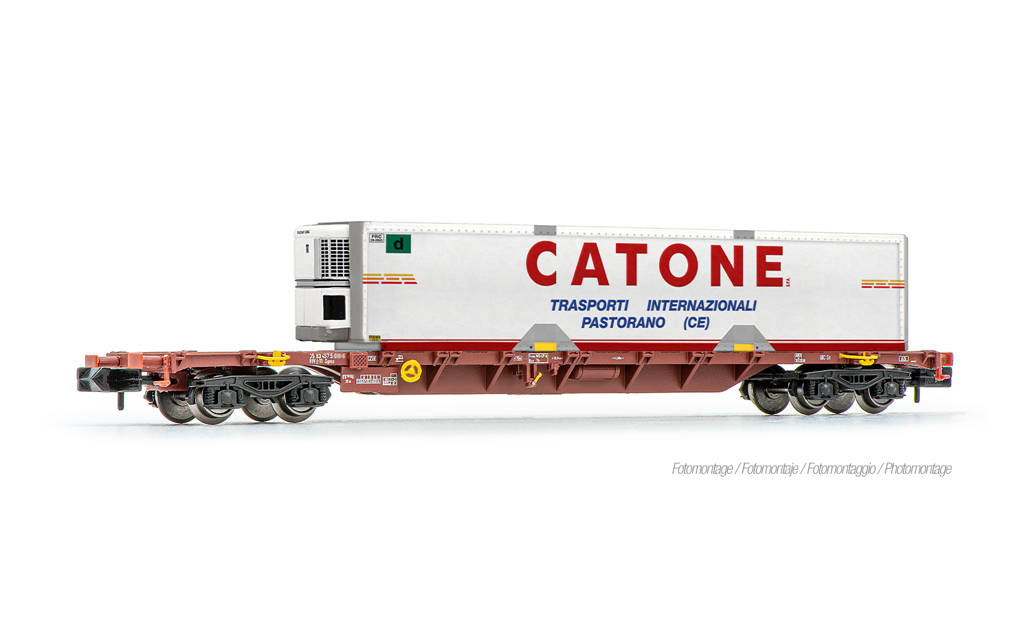 Arnold HN6731 FS, Containerwagen Sgnss, braun, beladen mit einem Wechselbe