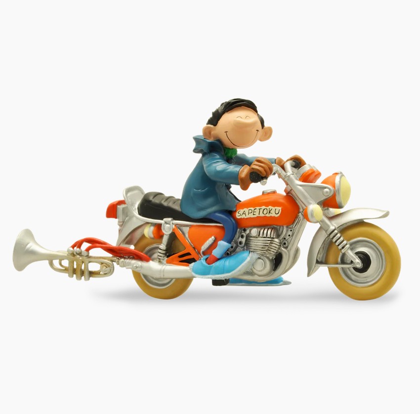Plastoy 00305 Gaston Lagaffe + Motorrad Sapetoku 11 cm NEU OVP