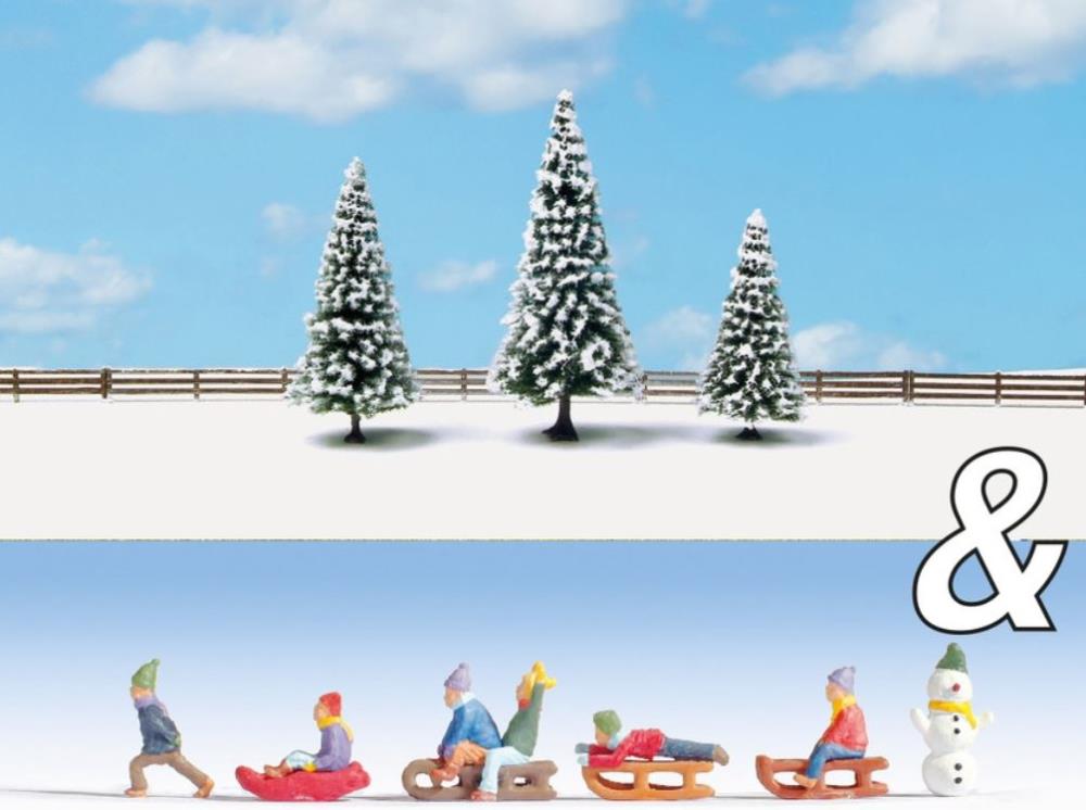 Noch 94016 Ausschmückungs-Set TT "Kinder im Schnee&Schneetannen"