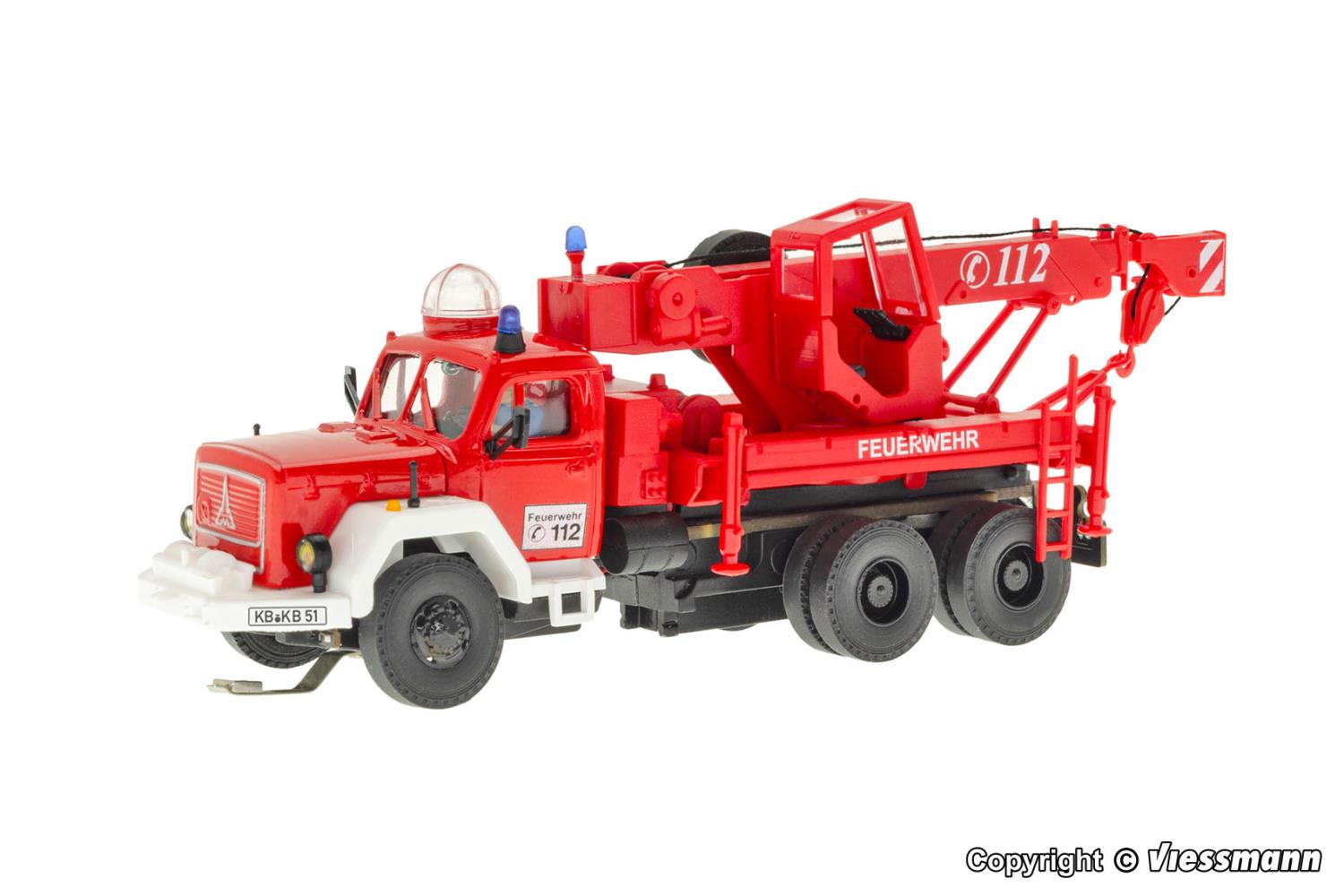 Viessmann 8051 Feuerwehr MAGIRUS DEUTZ 3-achs Bergekran Spur H0