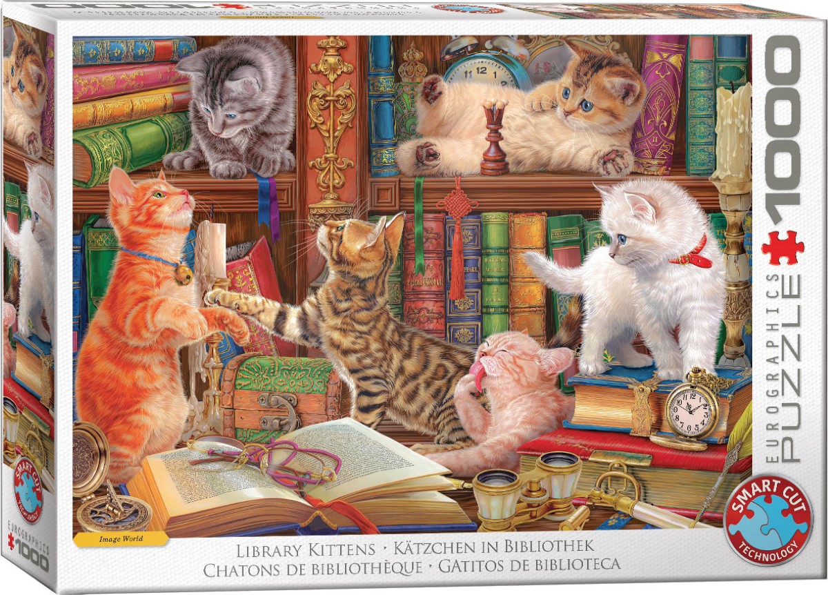 EUROGRAPHICS 6000-5913 Kätzchen in Bibliothek 1000 Teile Puzzle NEU OVP