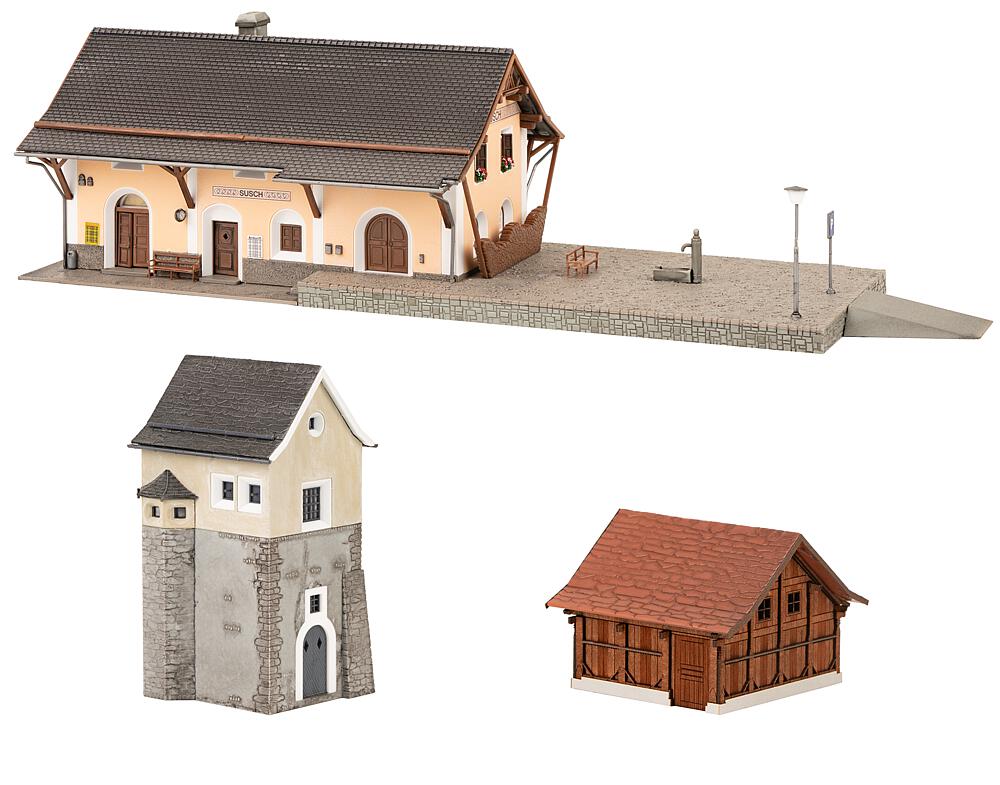 Faller 190059 Bahnhof-Set Susch 1:87 Spur H0 Bausatz Neu OVP
