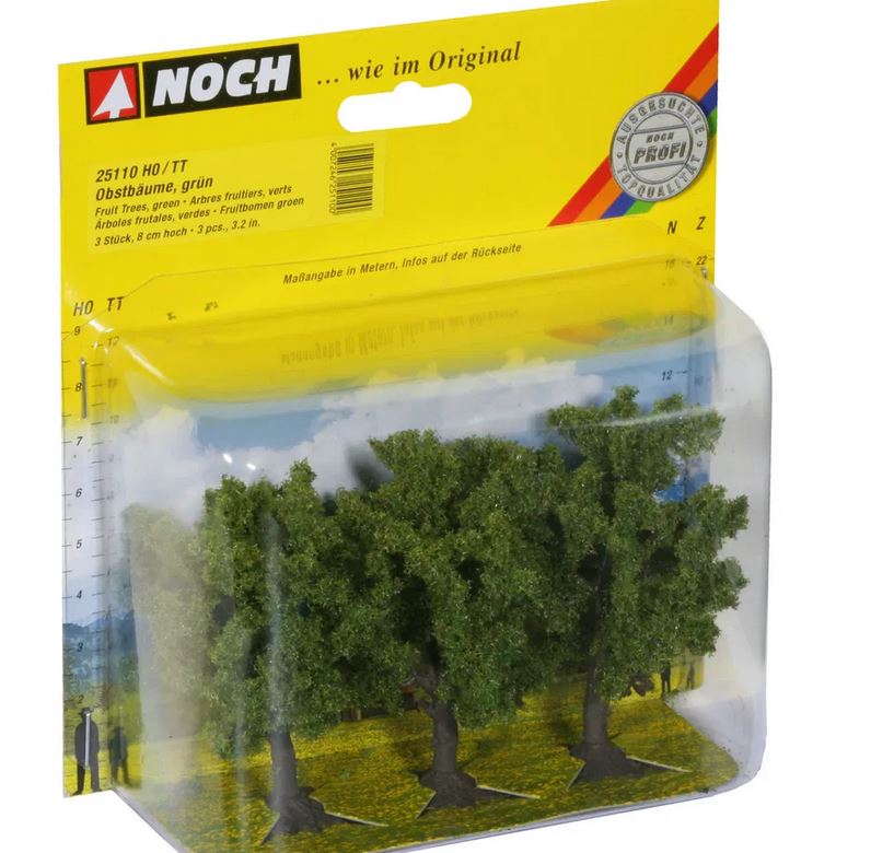 Noch 25110 Obstbäume grün 3 Stück 8 cm hoch Spur H0/TT NEU