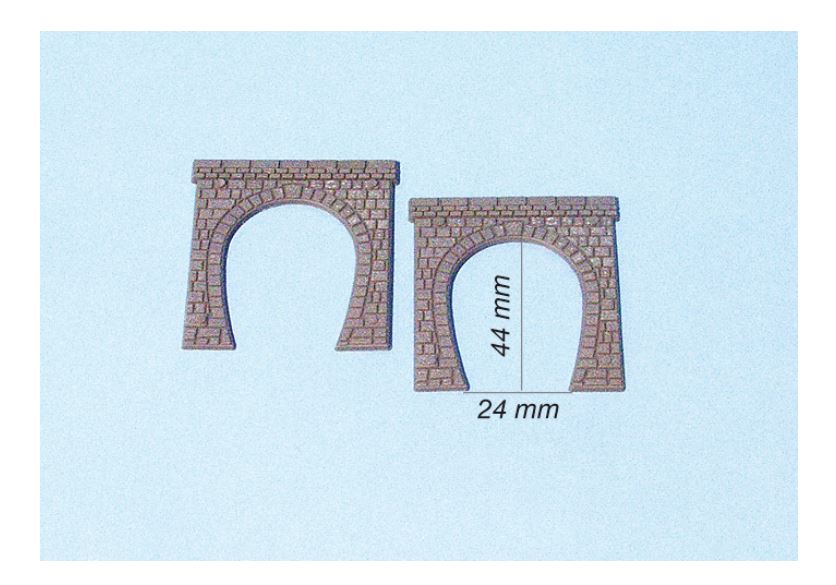 Heki 3123 Tunnelportale eingleisig - 2 Stück - Spur N - Neu - OVP
