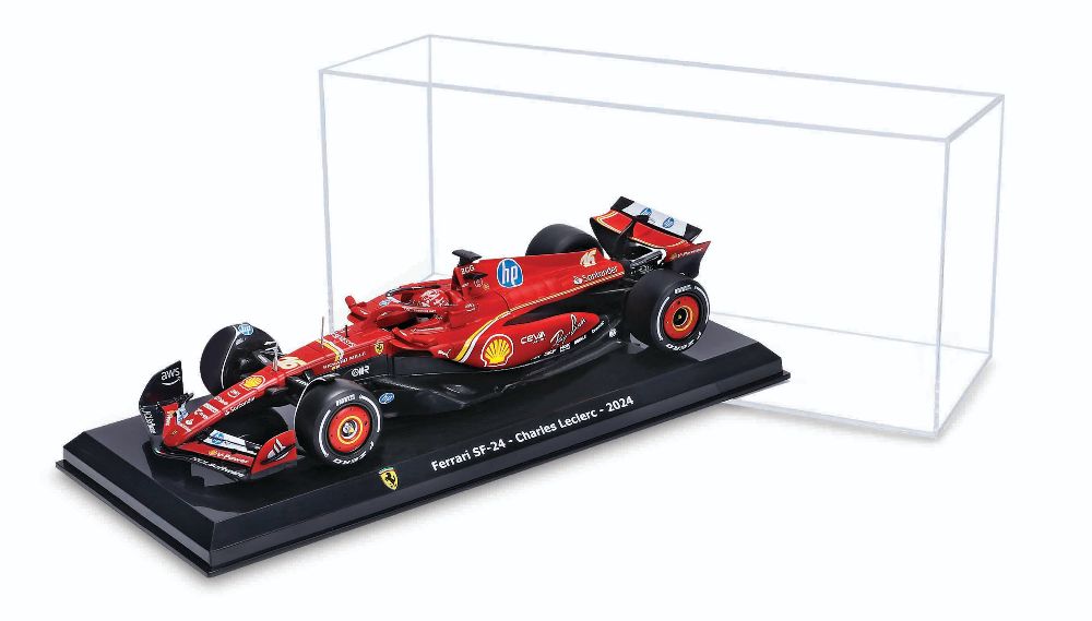 Bburago 18-26821 F1 Ferrari SF24 2024 #16 Leclerc mit Helm Hardcase 1:24