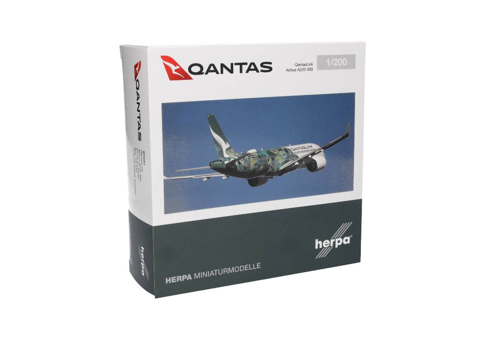 Herpa 573351 QantasLink Airbus A220-300 1:200 Standmodell Neu
