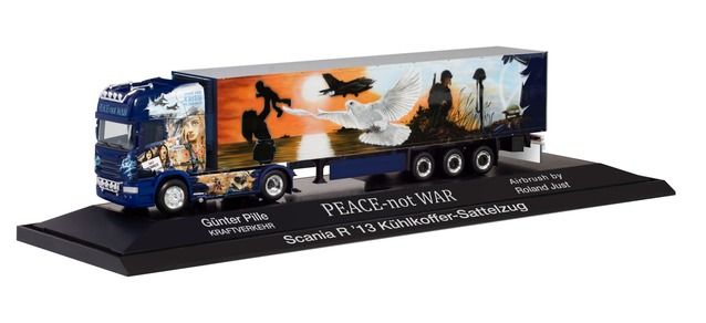 Herpa 122016 Scania R 13 TL Pille Peace War 1:87 H0 Neu OVP