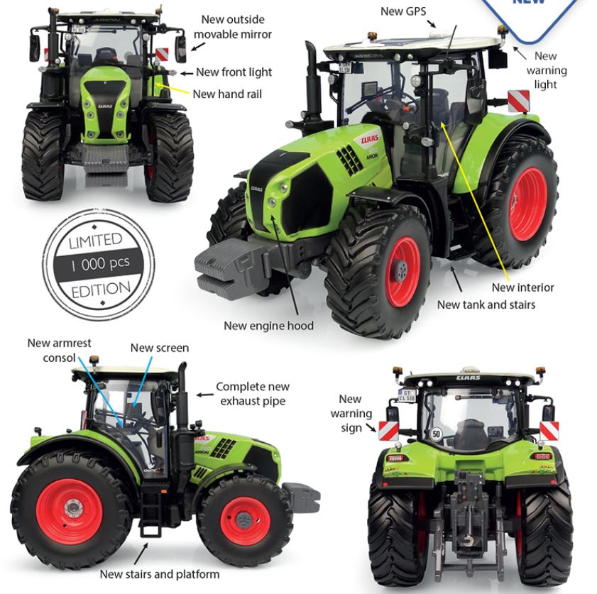 Universal Hobbies UH6645 Claas Arion 530 with front weight 1:32 Spur 1 Neu