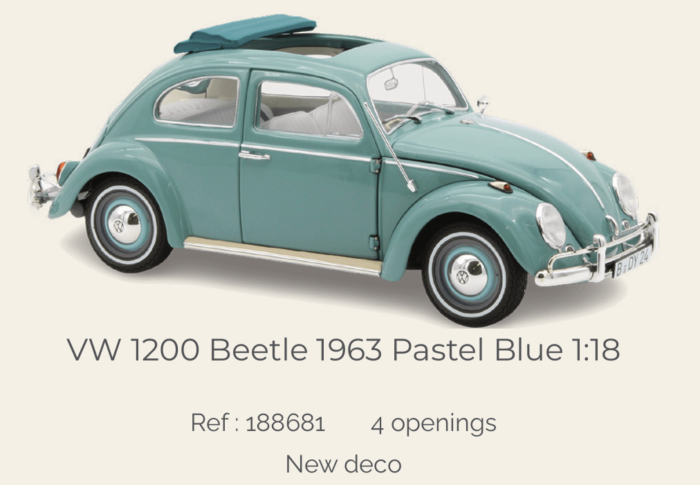 Norev 188681 VW 1200 Beetle 1963 Pastel Blue 1:18