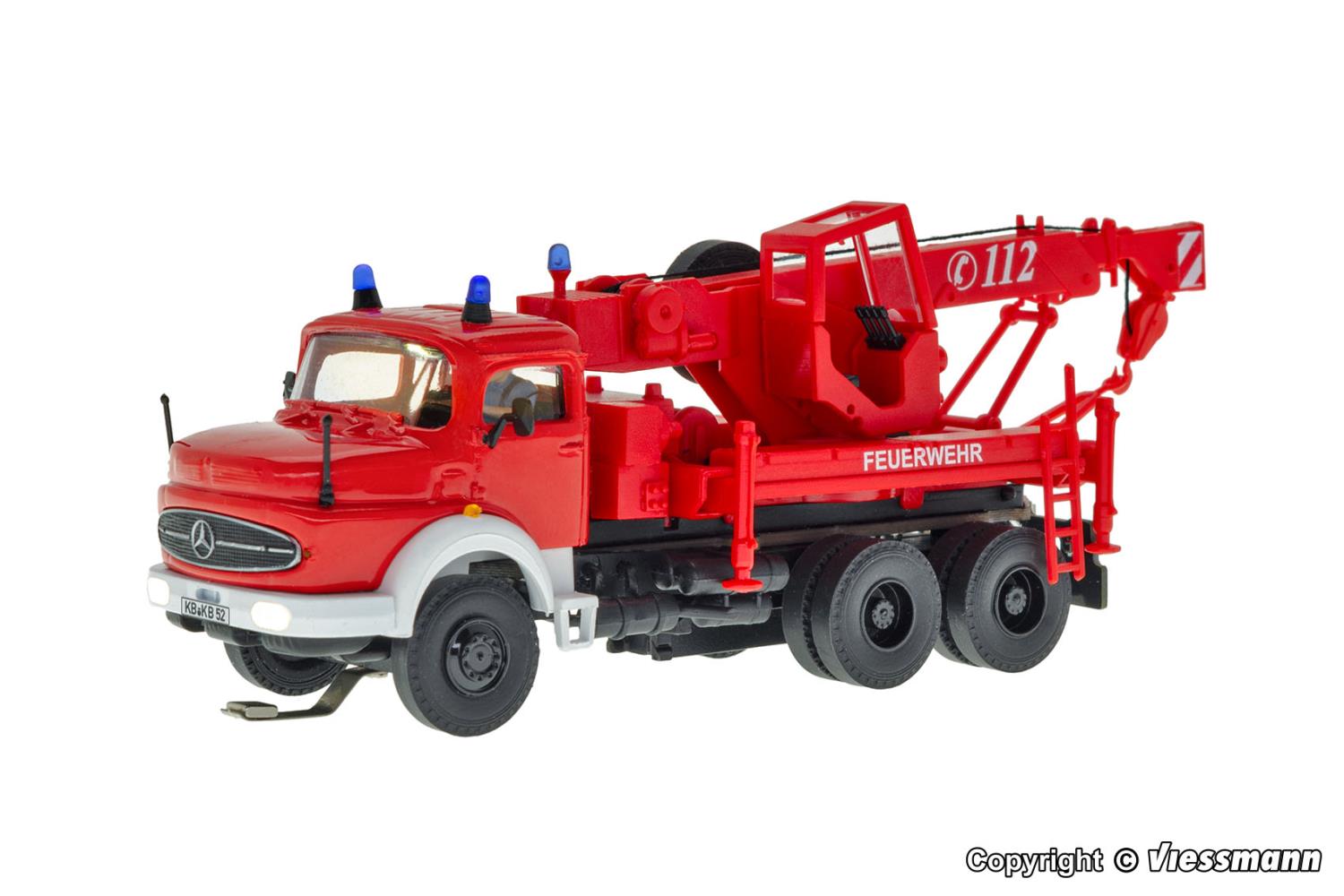 Viessmann 8052 Feuerwehr MB Rundhauber 3-achs Bergekran Spur H0