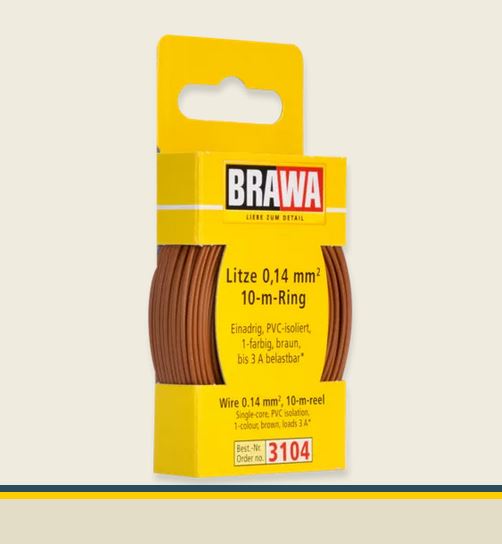 Brawa 3104 Litze 0,14 mm² braun 10-m-Ring Einadrig Neu OVP