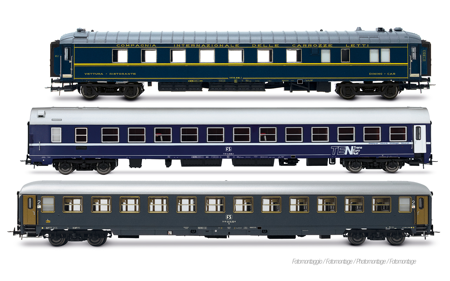 Rivarossi HR4410 FS, 3-tlg. Set Exp 234/235 „Remus“ Roma – Wien, WR „Pistoies