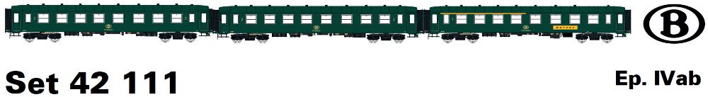 LS Models 42111 3er Set Personenwagen I2 2x B8 (ex-A8)+A4R Spur H0