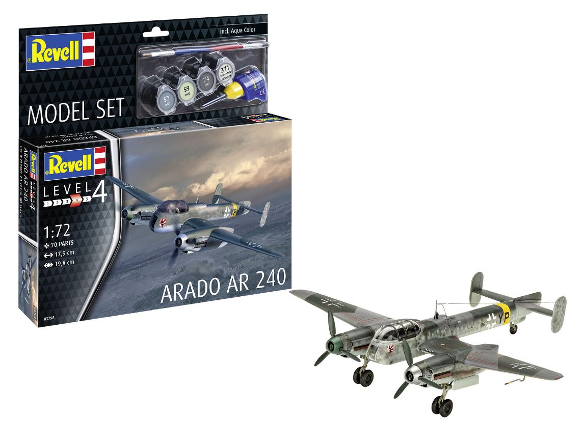 Revell 63798 Model Set Arado Ar 240 mit Basiszubehör 1:72 Bausatz