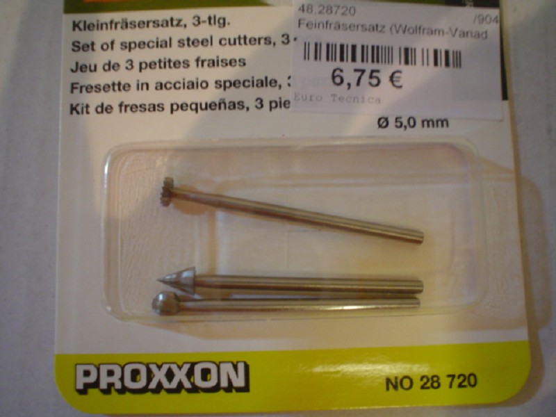 Proxxon 28720 Feinfräsersatz Wolfram Vanadium Stahl