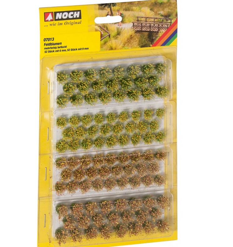 Noch 07013 Grasbüschel “Feldblumen” mehrfarbig beflockt NEU OVP
