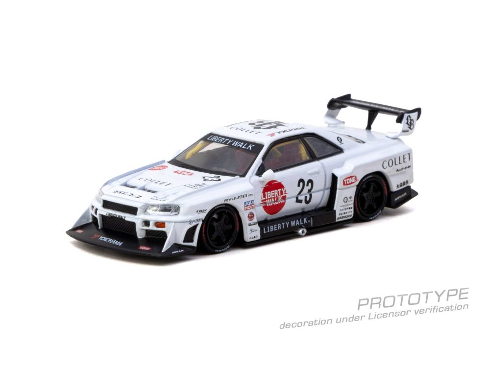 Tarmac Works T64-104-WH 1:64 NISSAN SKYLINE GTR (R34) LB SUPER SILHOUETTE COLLET