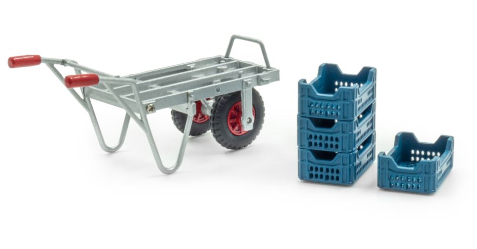 Universal Hobbies UH6391 Wheelbarrow with 4 asparagus crates 1:32 Standmodell