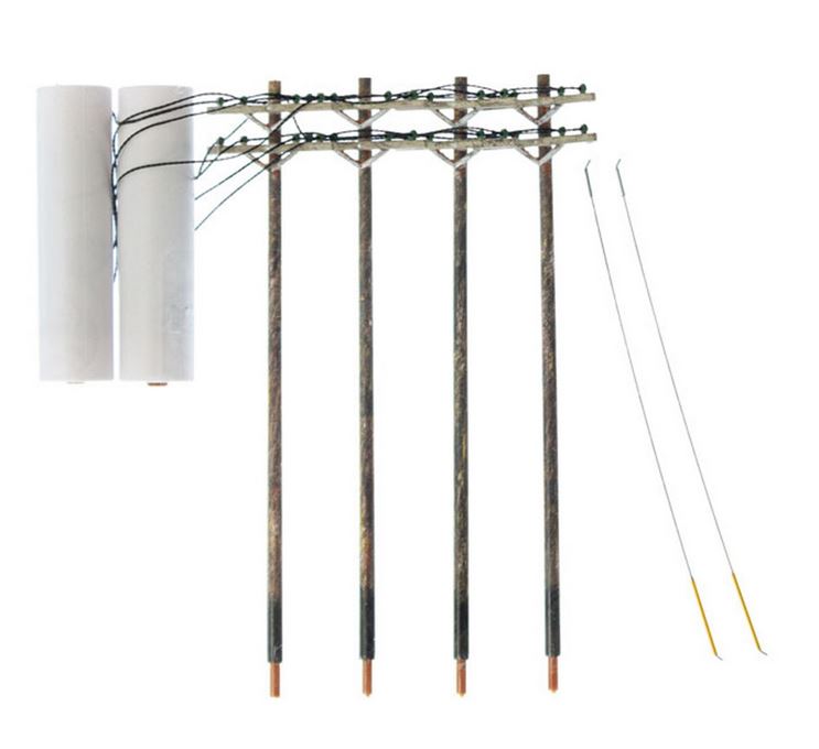 Woodland Scenics US2266 Wired Poles Double Crossbar - Spur H0 - Neu - OVP