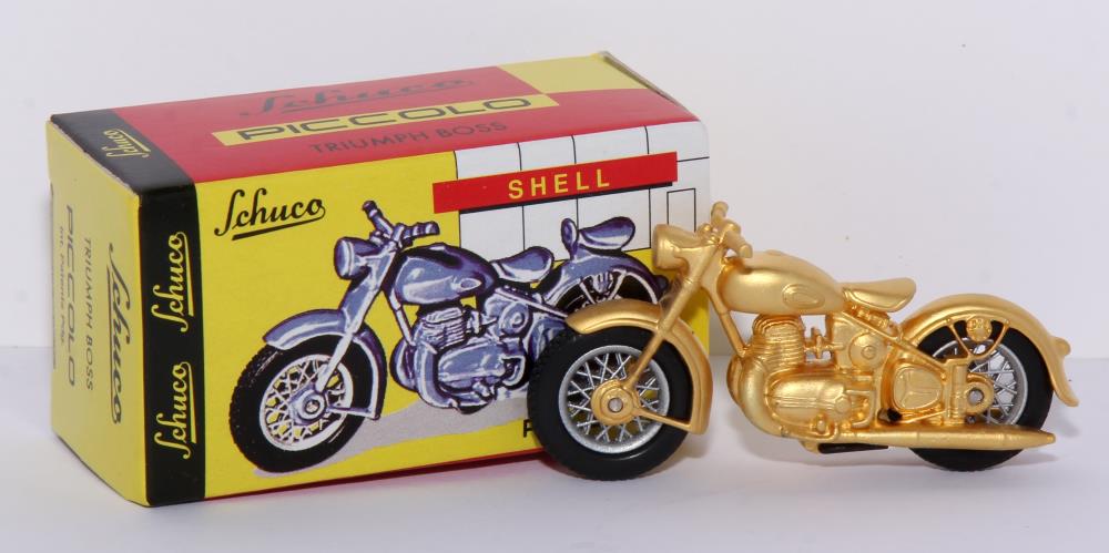 Schuco Piccolo Set Triumpf Boss, Zündapp KS 602, BMW R27, 1:90, gold, OVP